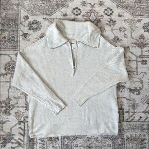 Grey Size Small Aerie Ribbed Half-Zip Sweater